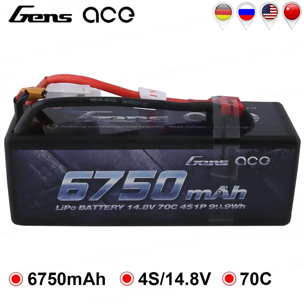 Литий ионный аккумулятор Gens ace 4S1P 6750 мА/ч Lipo 14 8 в батарейный блок Deans Plug 70C для 1/8