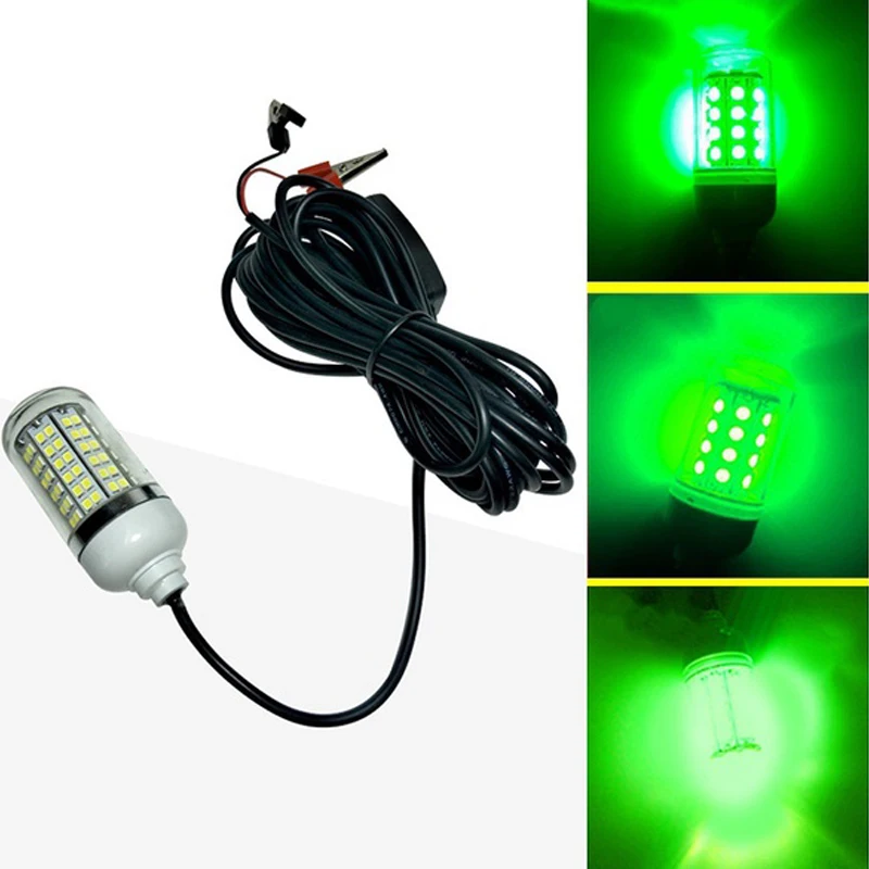 12V LED зеленый подводный погружной ночной рыболовный светильник Crappie Shad кальмар