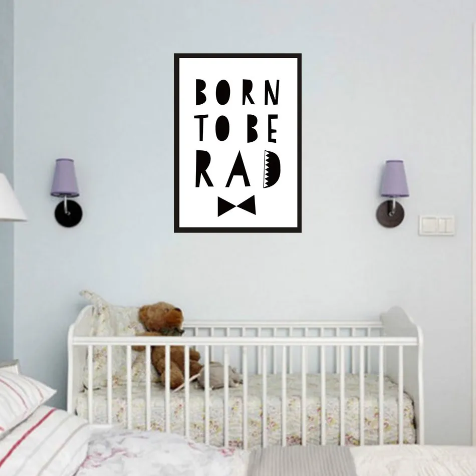 Черно-белая декоративная картина BORN TO BE RAD Картина на холсте для гостиной