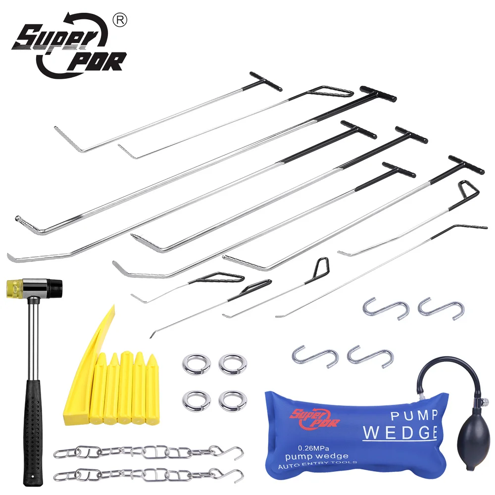 Preço Super Pdr 12 Pçs Barra De Alavanca Ferramentas Mini Hastes Ganchos Kit Ferramentas Para Carro Dent Ferramenta Remoção Kit Bomba Ar Cunha Airbag Mão Conjunto