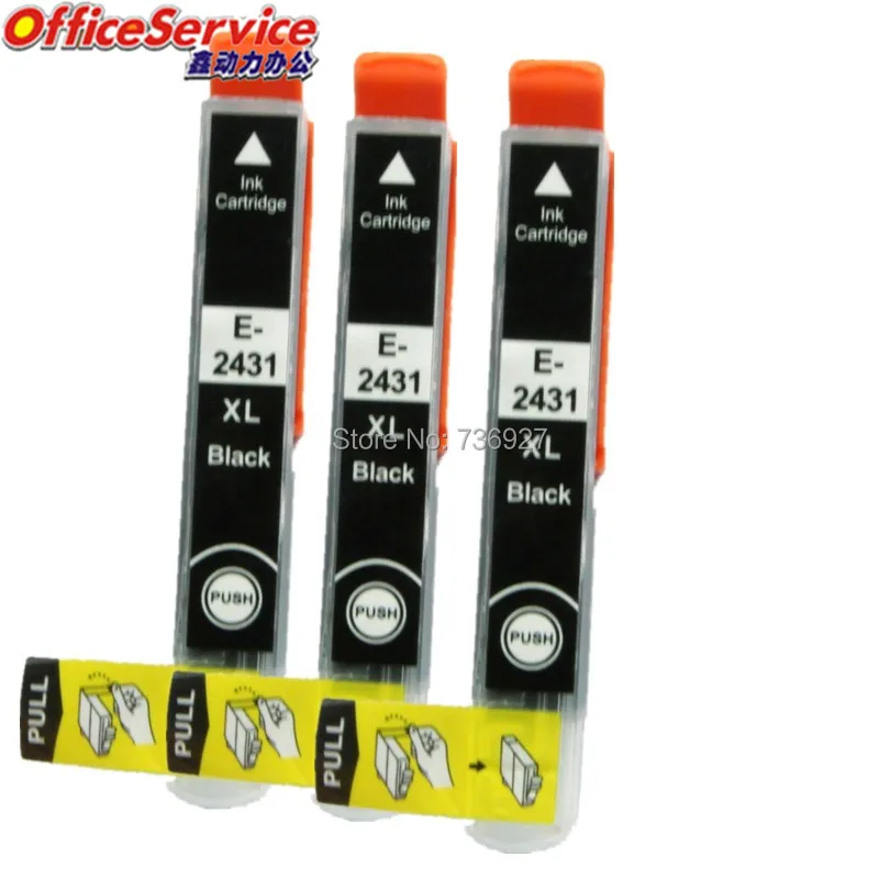 3 черный совместимый чернильный картридж 24XL T2431 для Epson XP 55 760 850 860 950 струйный