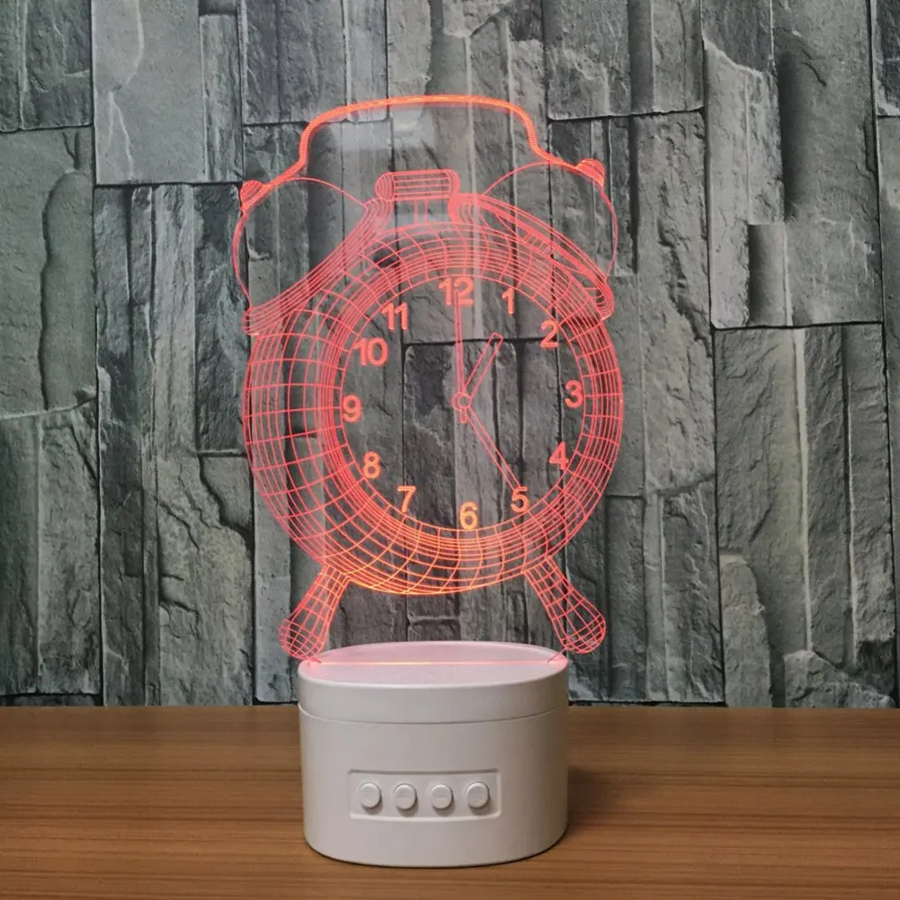 3D будильник Оптическая иллюзия Видимый ночник с Bluetooth динамик база Led Настольная