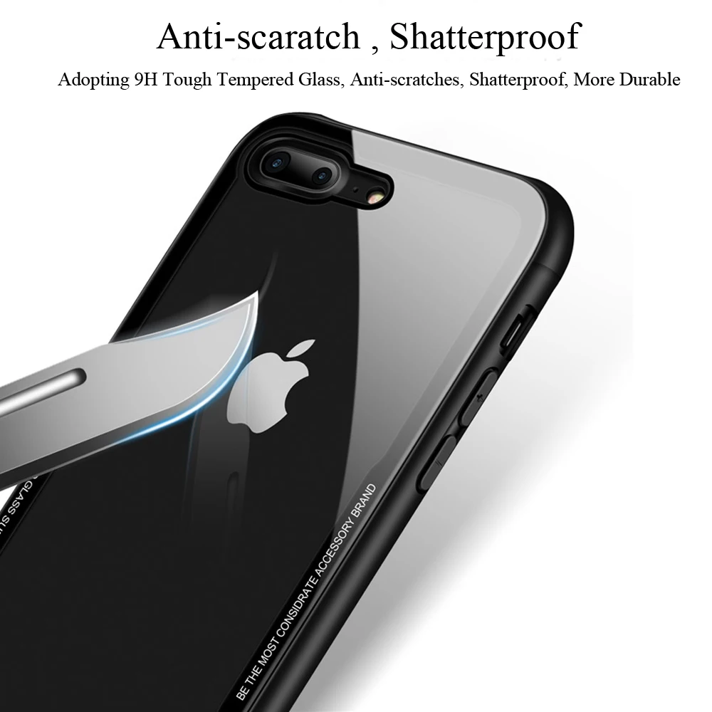 CASEIER 0.7MM GLASS Phone Case For iPhone X XS Max 8 7 6 6s Plus Protective Glass XR Funda Accessories |