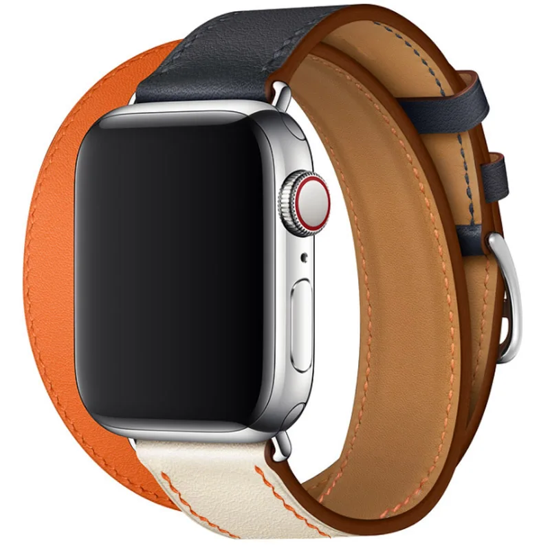 Для Apple Series 4 Ремешки для наручных часов из натуральной кожи двойной тур ремешок