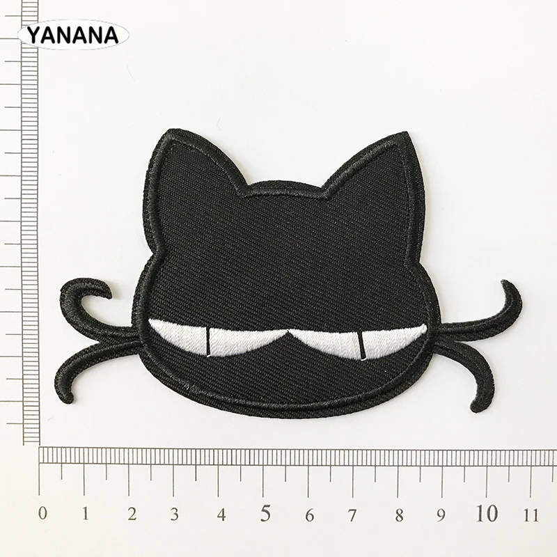 Black cat cartoon Embroidered Iron on stickers DIY individual personality Clothing | Дом и сад