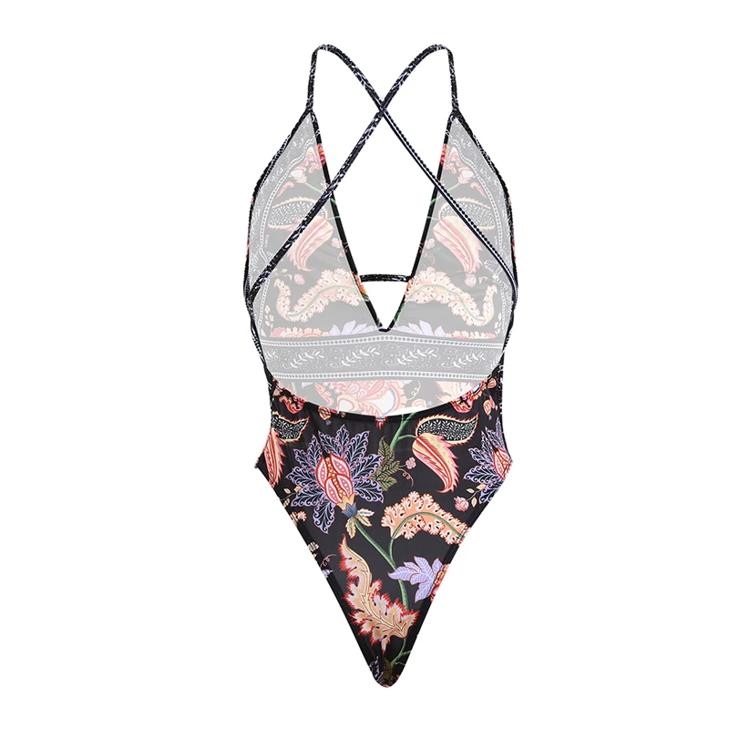 Цельный купальник 2019 сексуальный с перекрестной спиной женский винтажные