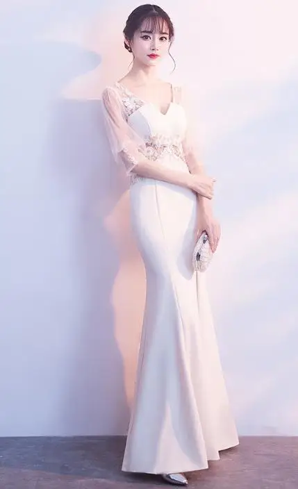 BANVASAC 2018 V Neck Flowers Split Mermaid Long Evening Dresses Party Lace Appliques Illusion Backless Prom Gowns | Свадьбы и