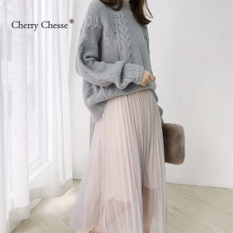 Cherry изящество Милая женская сетчатая юбка пэчворк однотонная Империя низ