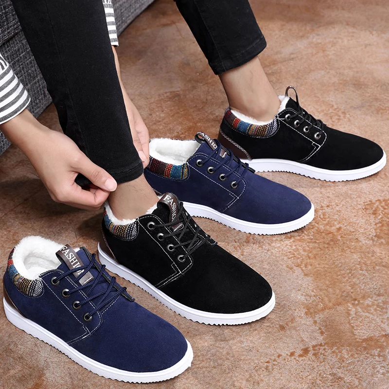 Audorci 2018 Winter Fashion Men Casual Shoes Man Comfortable Lace-up Shoe Male Outdoor Keep Warm Size 39-44 With Fur | Обувь