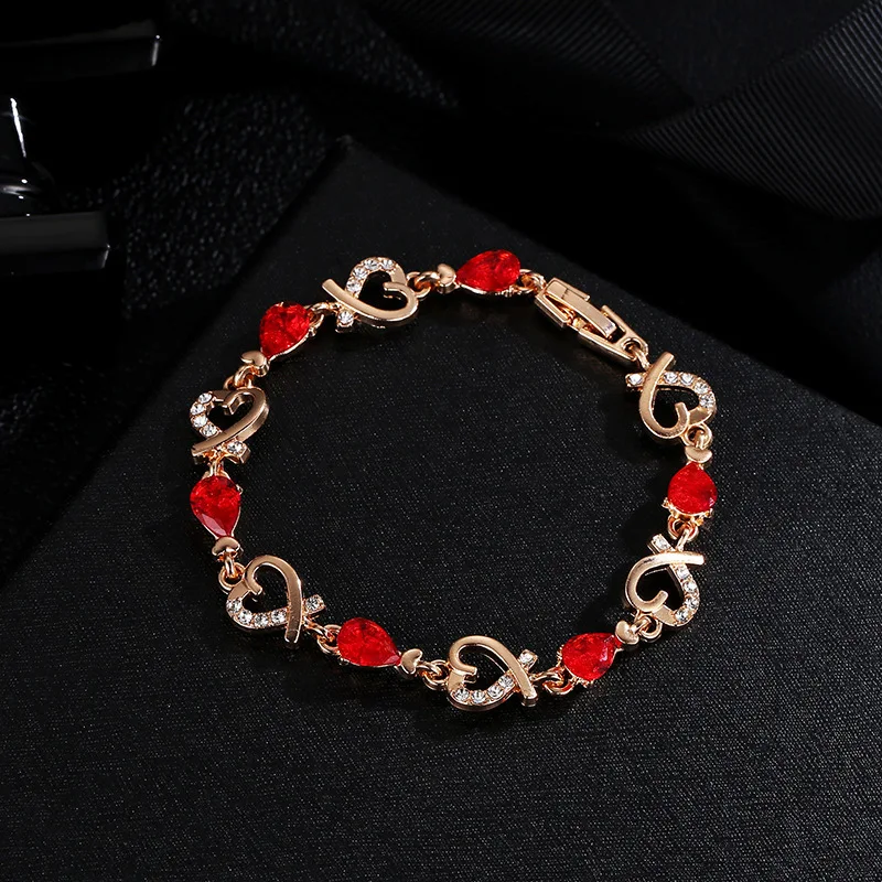 5Colors Romantic Heart Bracelets for Women Gold Color Crystal Charm Bangles wedding Jewelry bracelet femme Bijoux | Украшения и