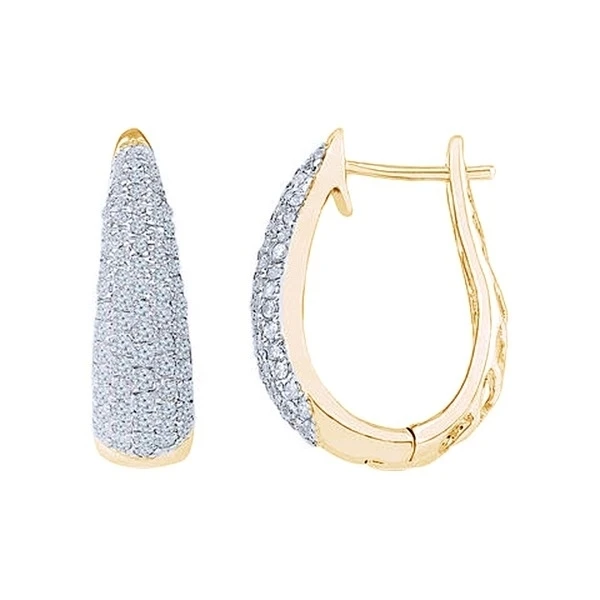 3/4 Ct Round Cut Natural Diamond 14K Yellow Gold Cluster Huggies Earrings | Украшения и аксессуары