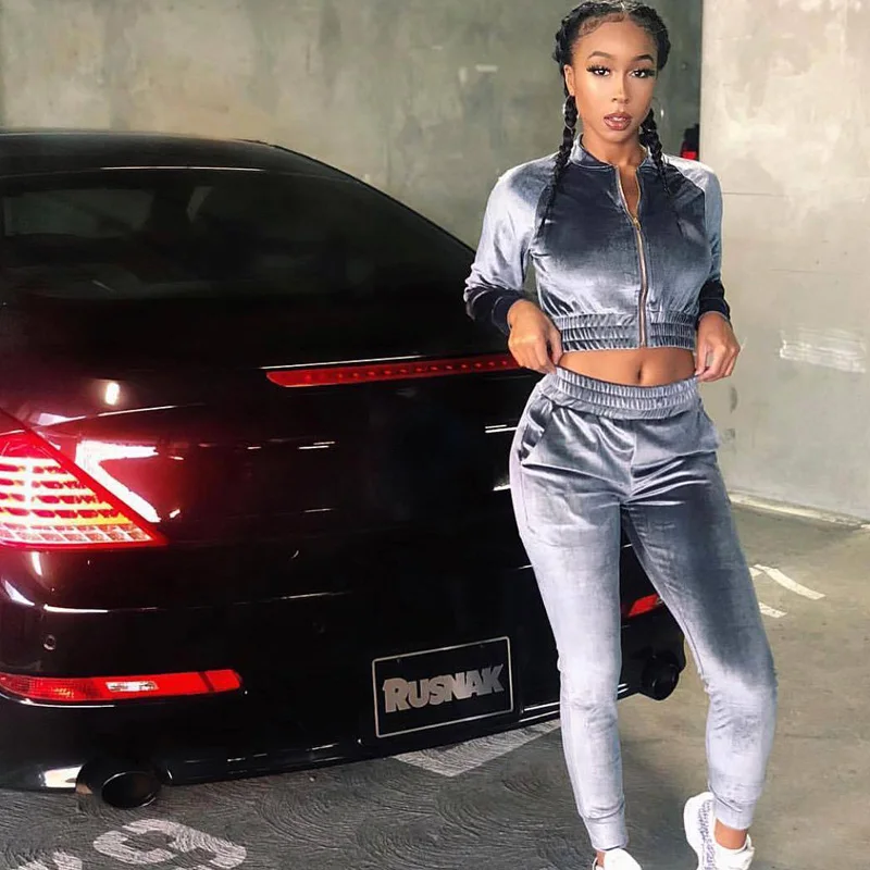 Брендовый женский модный теплый мягкий Бархатный комплект из 2 предметов