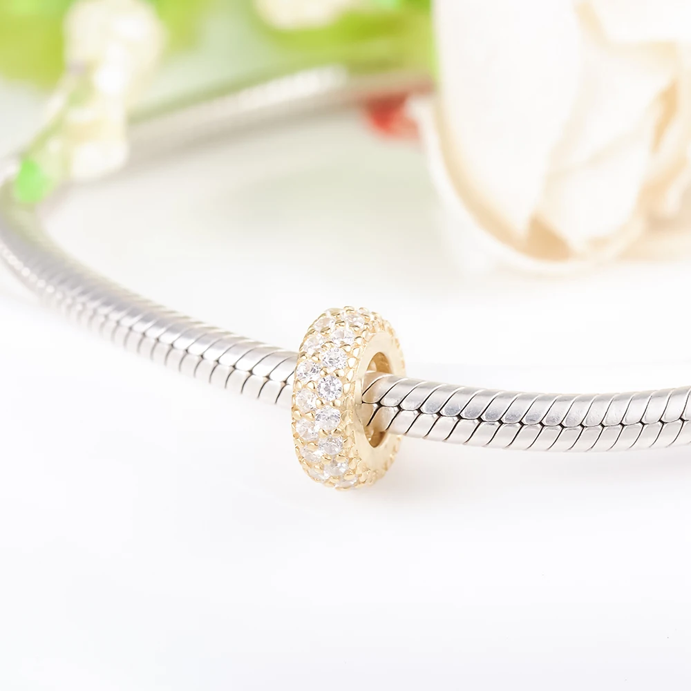Devolove Золото Цвет проложить CZ вдохновение разделитель Бусины fit Pandora Браслеты