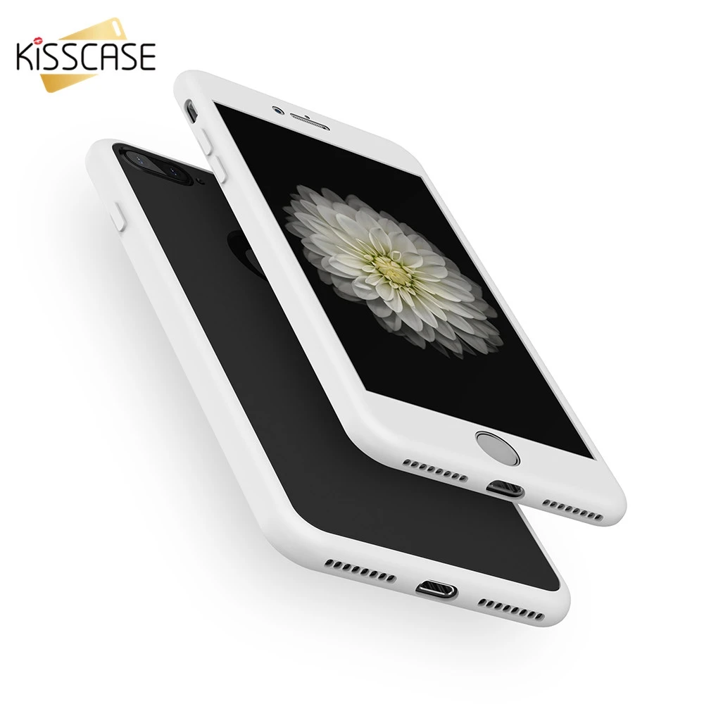 KISSCASE 360 градусов покрытие чехол для iPhone 6 S 8 7 мягкий силиконовый сплошной цвет