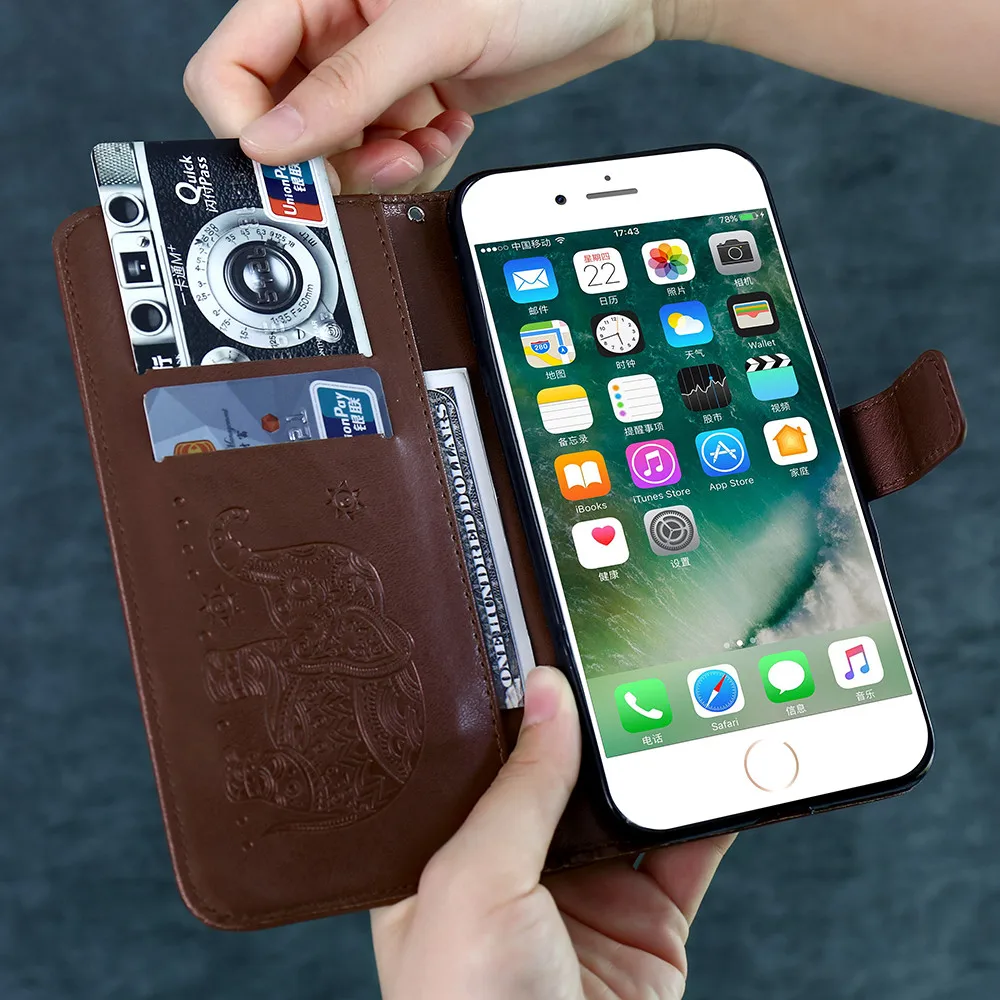 KISSCASE Leather Wallet Case For iPhone X XS Max XR Girly Flower 6 6S 7 8 Plus 5 SE 5S Cover with Card Slot | Мобильные телефоны и