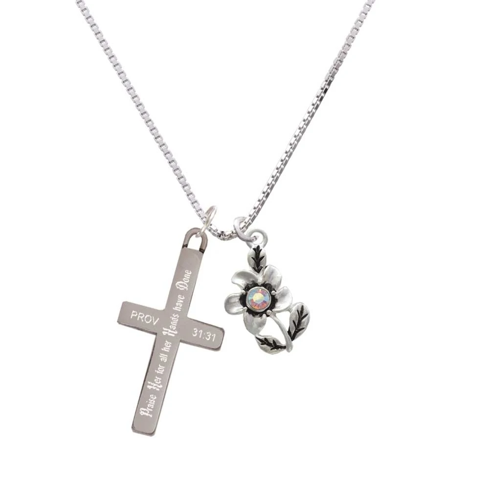Цветок с кристаллами AB-Похвала ожерелье Her-cross | Украшения и аксессуары