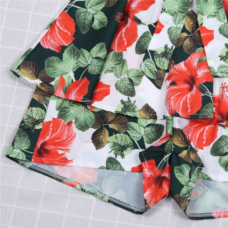 

Trendy Summer Women clothes Sleeveless Floral print V-neck Playsuit Ladies backless Polyester Romper one pieces Backless Ruffle