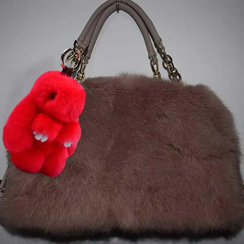 Rex Rabbit Fur Bunny Hair Ball Keychain Soft Cute Plush Keyring JonStew Handbag Pendant Toy | Игрушки и хобби