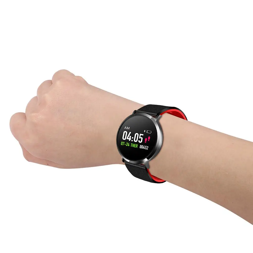 Круглый Экран T8 Bluetooth Smart Браслет сердечного ритма крови Давление Спорт