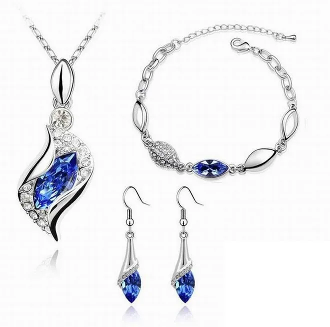Fashion Crystal Jewelry Sets Water Drop Earrings Pendants Necklaces Dangle Earring Plated for Women | Украшения и аксессуары