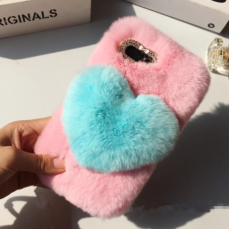 Love Heart Case For Xiaomi mix 3 Note 6 Pro Cute Rabbit Cover Hairy Fur Fluffy Phone 8 lite f1 A2 Lite |