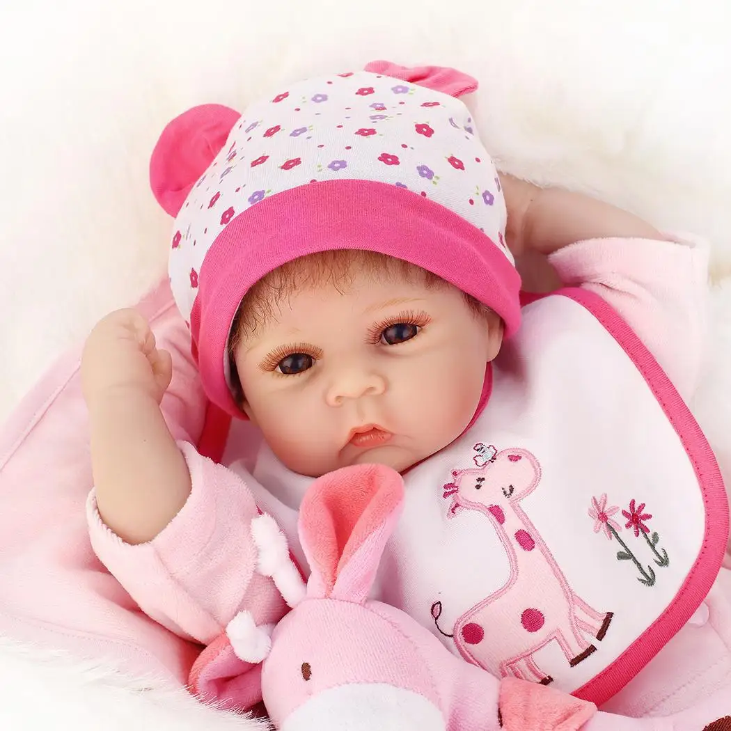 Детские мягкие силиконовые реалистичные с одеждой розовые от 2 до 4 лет Reborn Baby