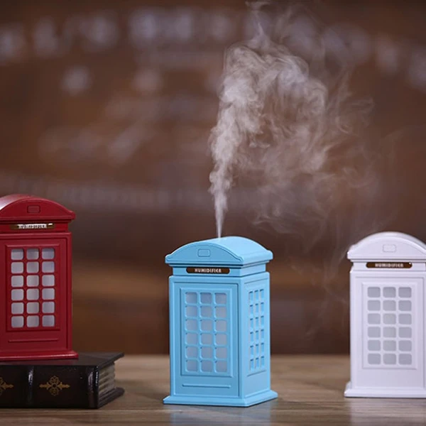 DC 5V USB Air Humidifier Aromatherapy Essential Oil Diffuser with LED Light Telephone Booth Shape Ultrasonic Cool Mist Maker | Бытовая
