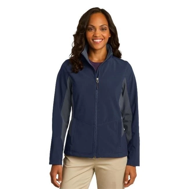 Порты и разъёмы Authority L318 дамы Core Colorblock Soft Shell Jacket платье Blue Navy линкор серый-Большой