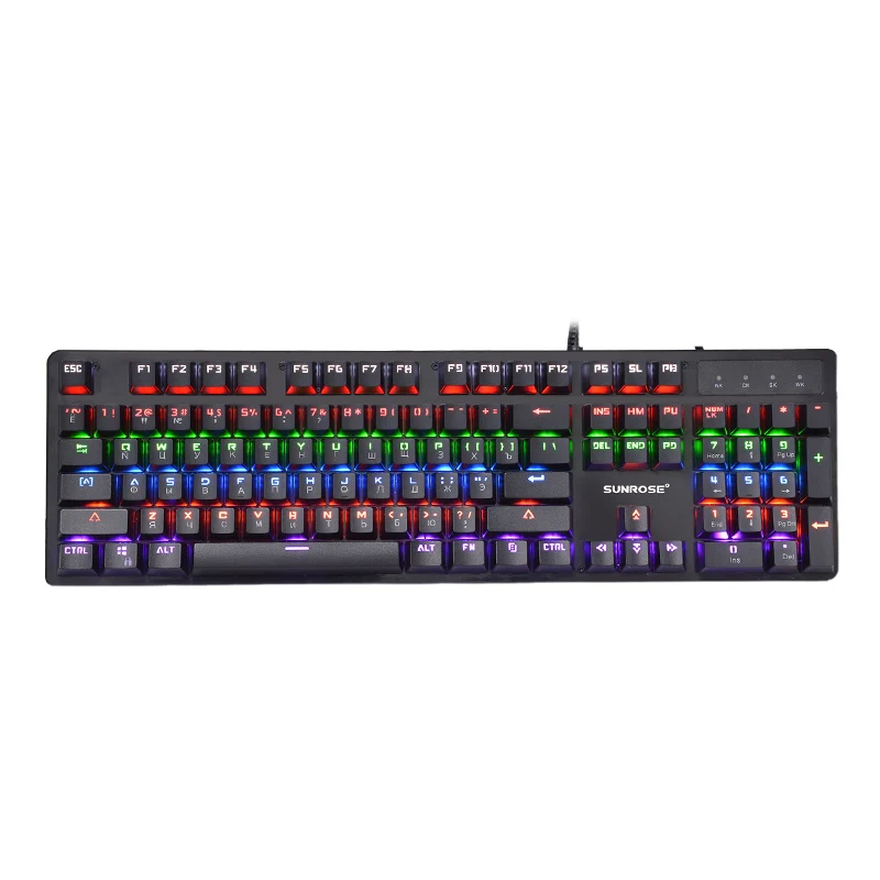 Sunrose Gk20 Usb на русском языке Проводная клавиатура подсветка брызгозащищенная 104