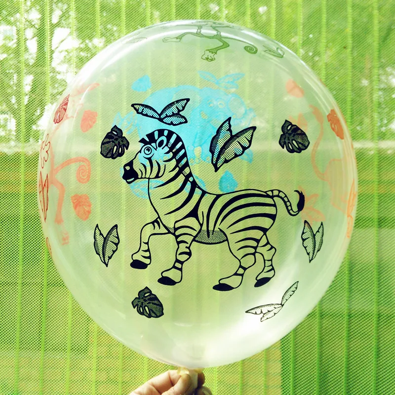 

50pcs100pcs 12inch Transparent animal print balloon happy birthday party balloon Children's toy balloon transparent color animal