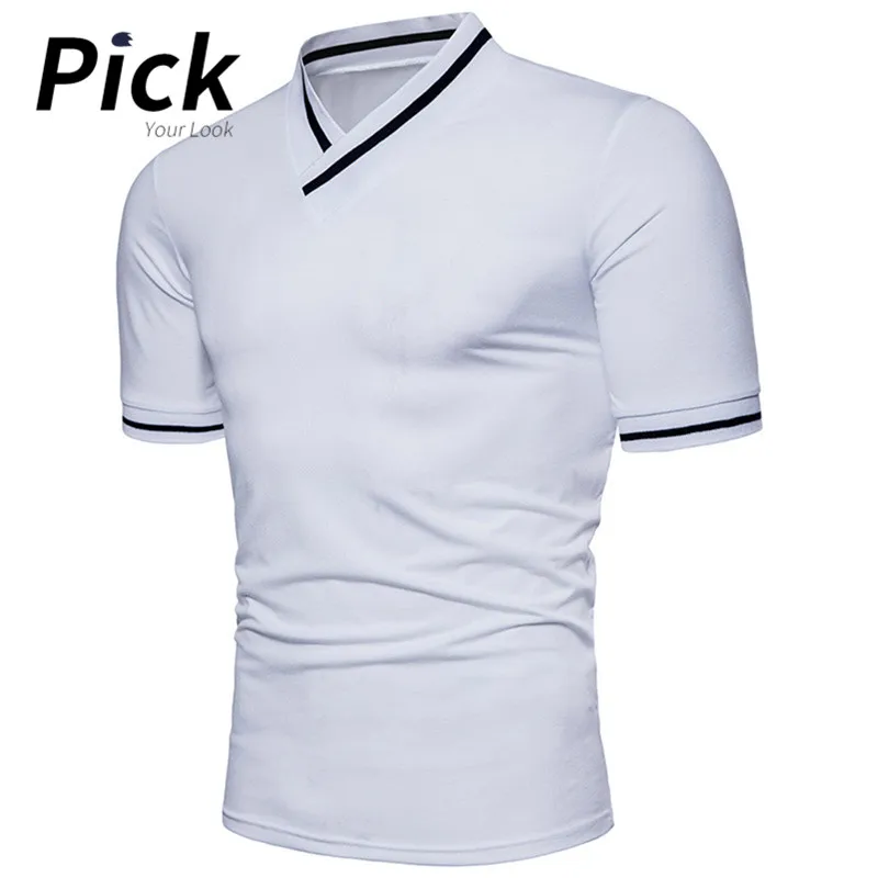 3 цвета топ с v образным вырезом Slim Fit Мужские футболки летняя футболка коротким