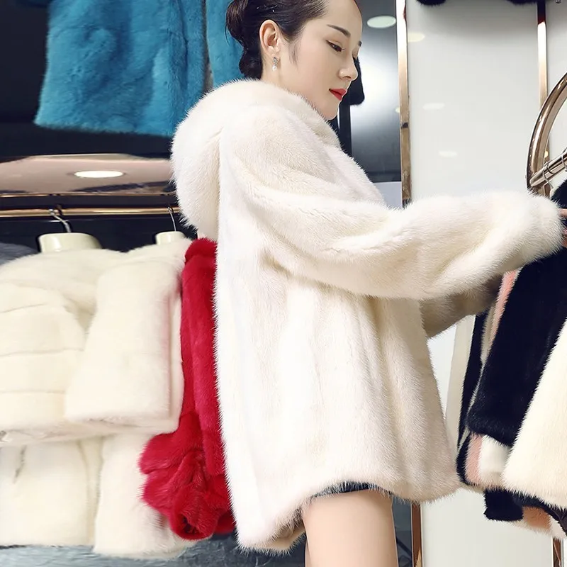 Winter Fashion Hooded Faux Fur Jacket Thick 2018 Warm Parka Imitation Raccoon Dog Fur Coat Casual Large Size Overcoat Female 227