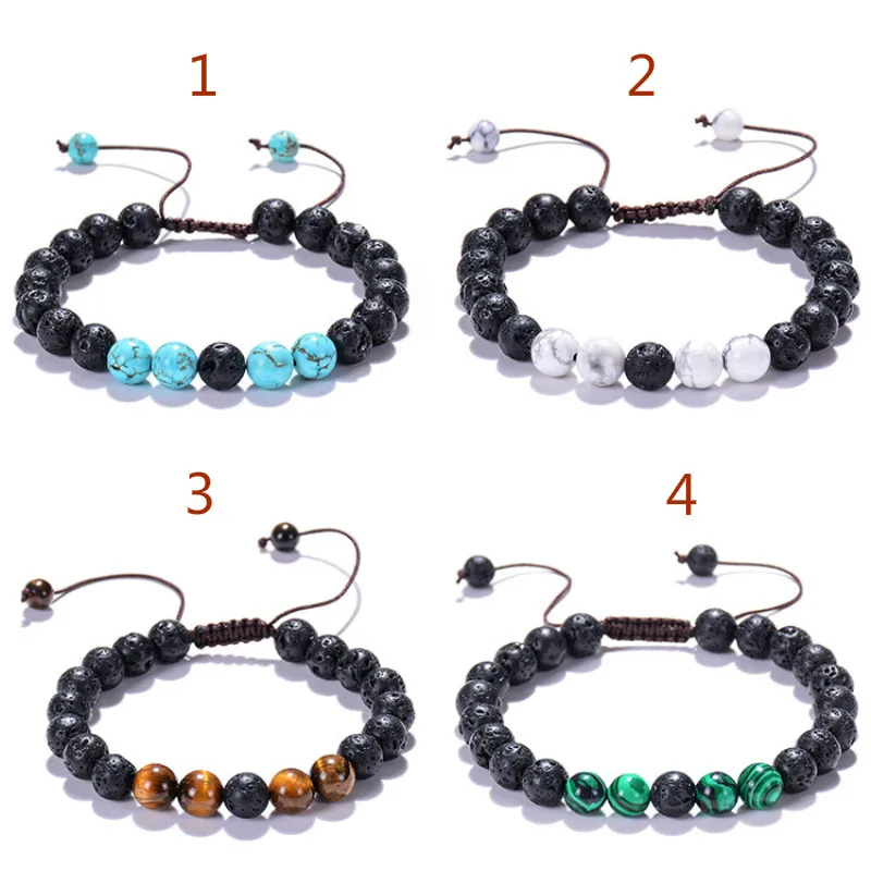 8mm Lava Volcanic Stone Tiger Eye Malachite Beads Bracelet Handmade Weave Strand Charm for Women Men | Украшения и аксессуары