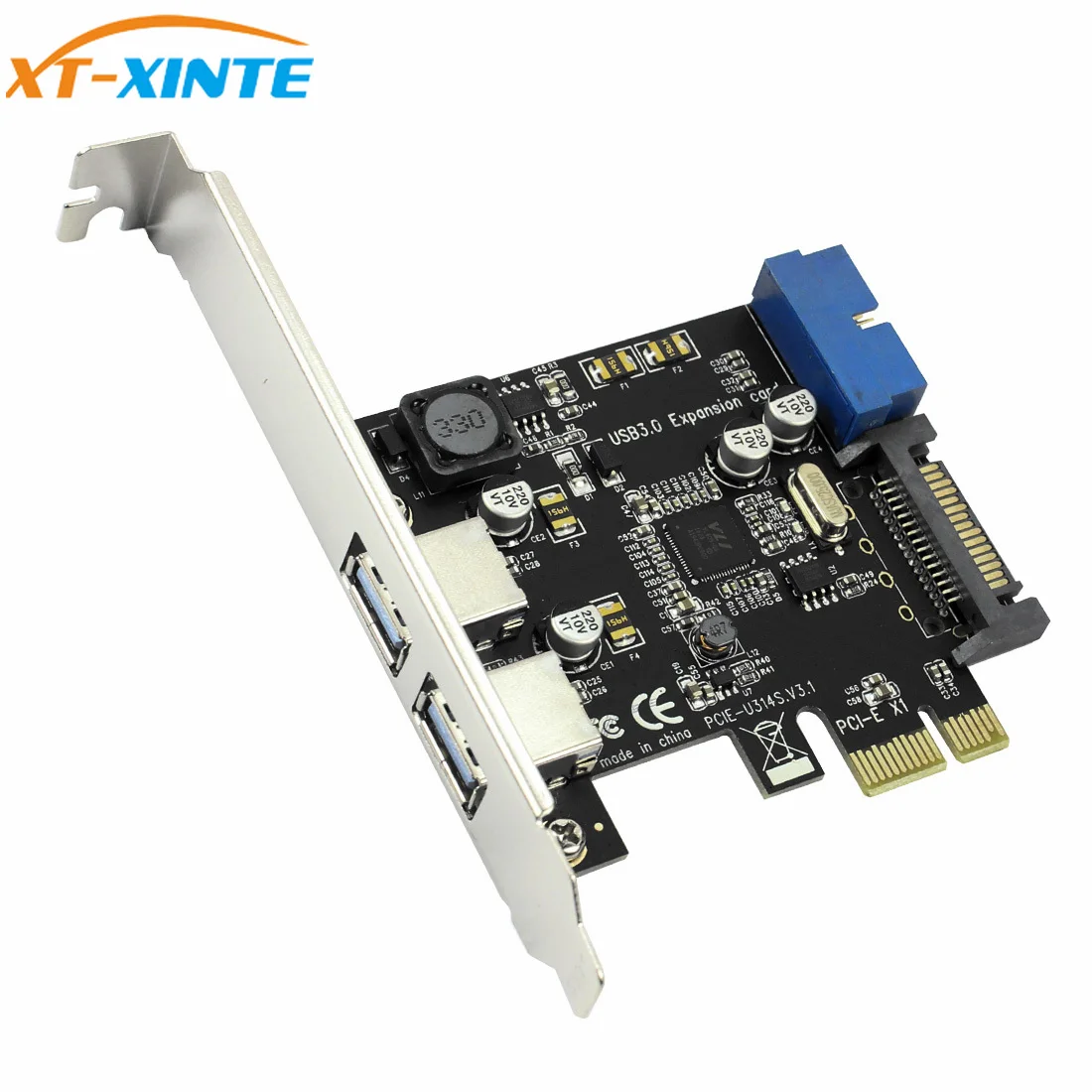 PCIE к 2 портам USB3.0 Расширительная карта настольный передний 19/20PIN интерфейс
