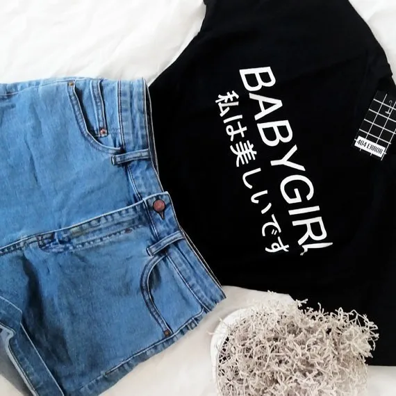 Футболка Babygirl в стиле Харадзюку мягкая футболка Tumblr папа бледный стиль