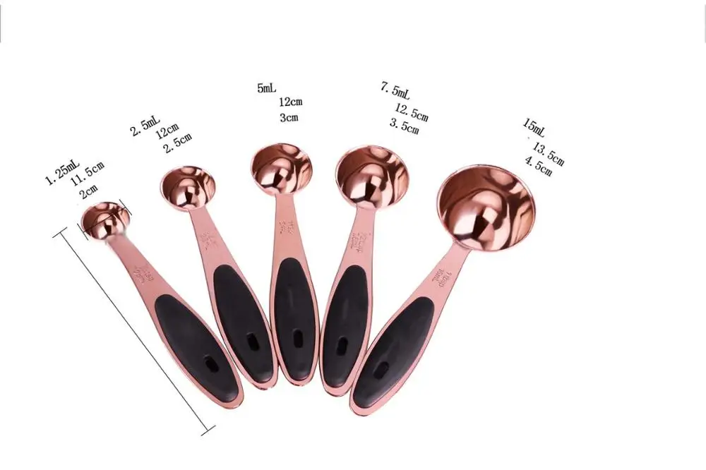 5 шт./компл. Кофе Цифровой Кухня Мерная Ложка цвета розового золота Набор кружек