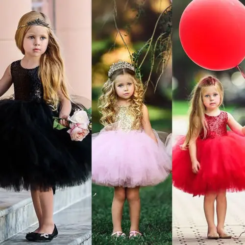 Princess Birthday Party Dress 2018 New Kids Baby Flower Girls Sequins Heart Back Gown Tutu Dresses Bridesmaid Sundress Clothing | Детская