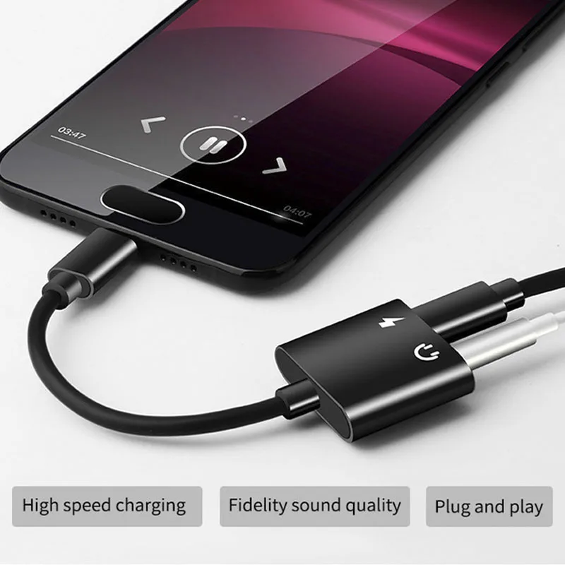 Аудиоадаптер USB Type C с разъемом 3 5 мм для наушников AUX аудио конвертер Samsung S8 Huawei mate 9
