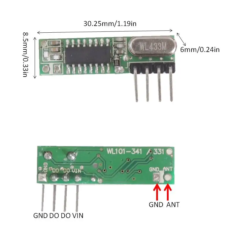 433 МГц модуль радиочастотный беспроводной приемник Супергетеродинный для arduino DIY