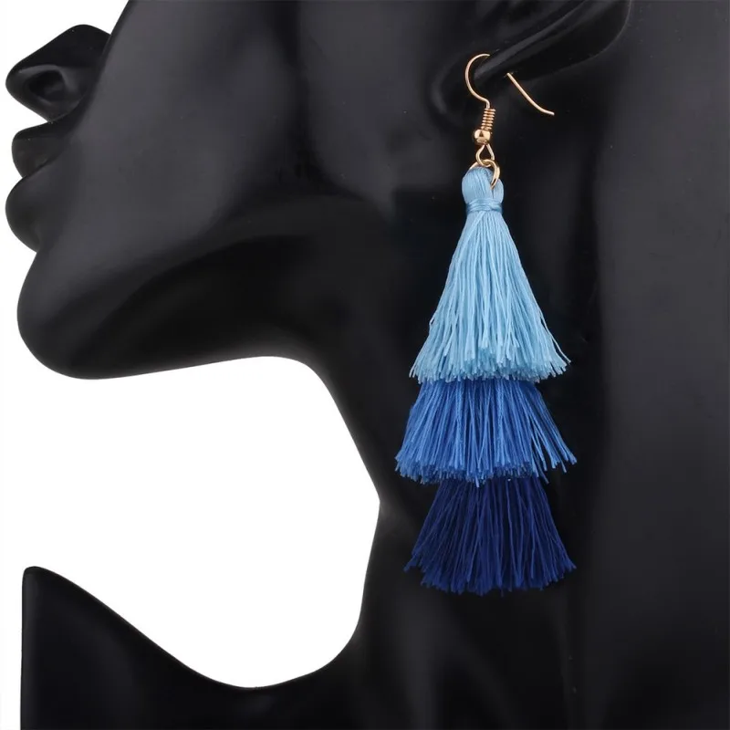Boho Dangle Earrings 85mm Bohemian Tassel Drop with Alloy Hook for Party | Украшения и аксессуары