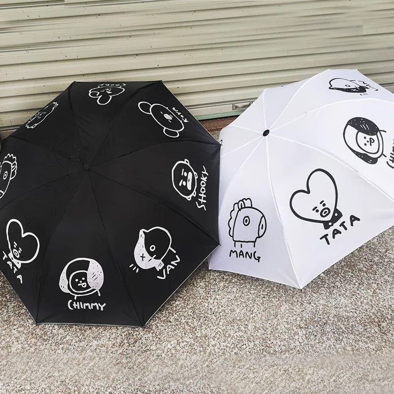 BT21 Hot Sale Kpop Fashion BTS Bangtan Boys Jimin Suga Jungkook V RM JIN Umbrella Rain Women parasol | Дом и сад
