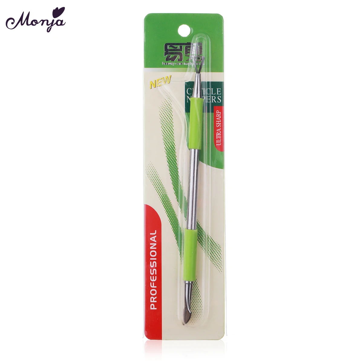 Monja двойной конец из нержавеющей стали удаление грязи кутикулы толкатель лак для