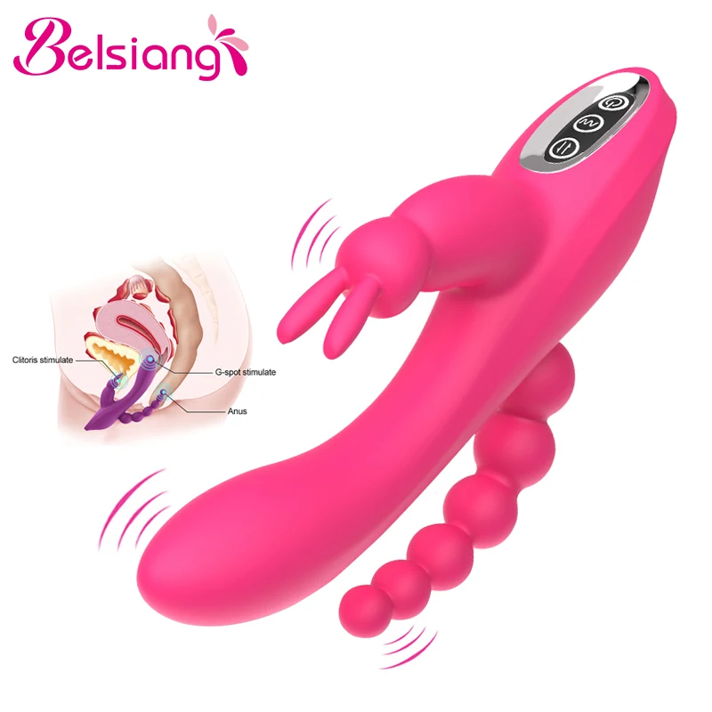 Belsiang фаллоимитатор кролик вибратор Usb Массажер Стимулятор клитора анальные