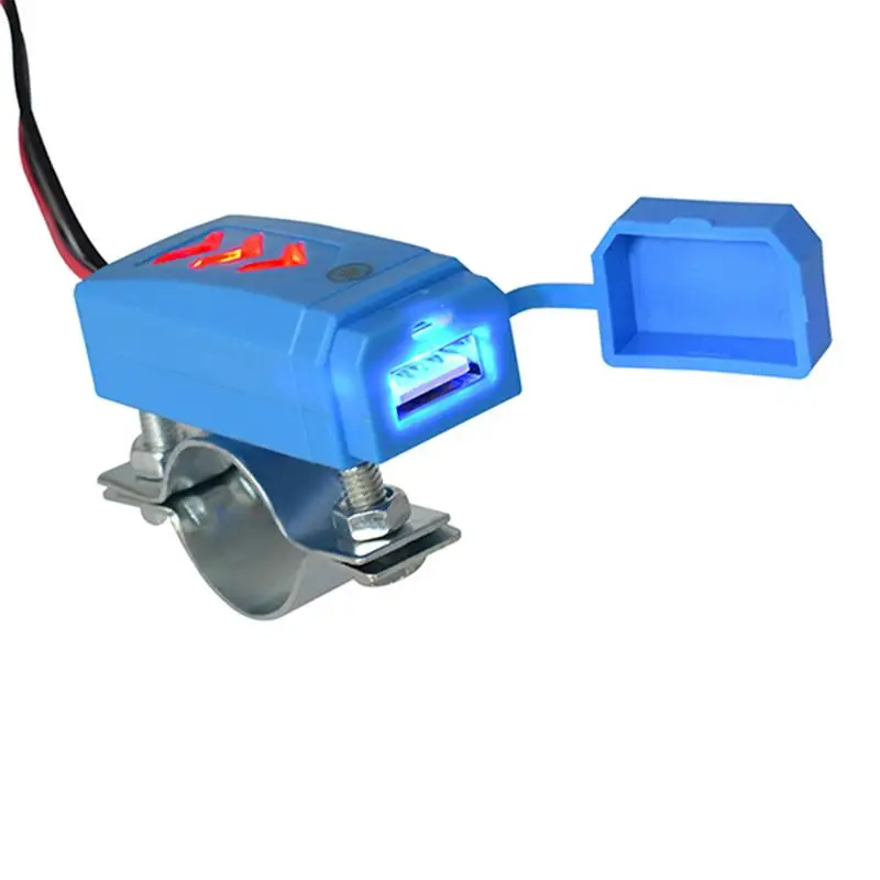 2.1A USB зарядное устройство Автомобильный мотоцикл синий светодиодный адаптер для