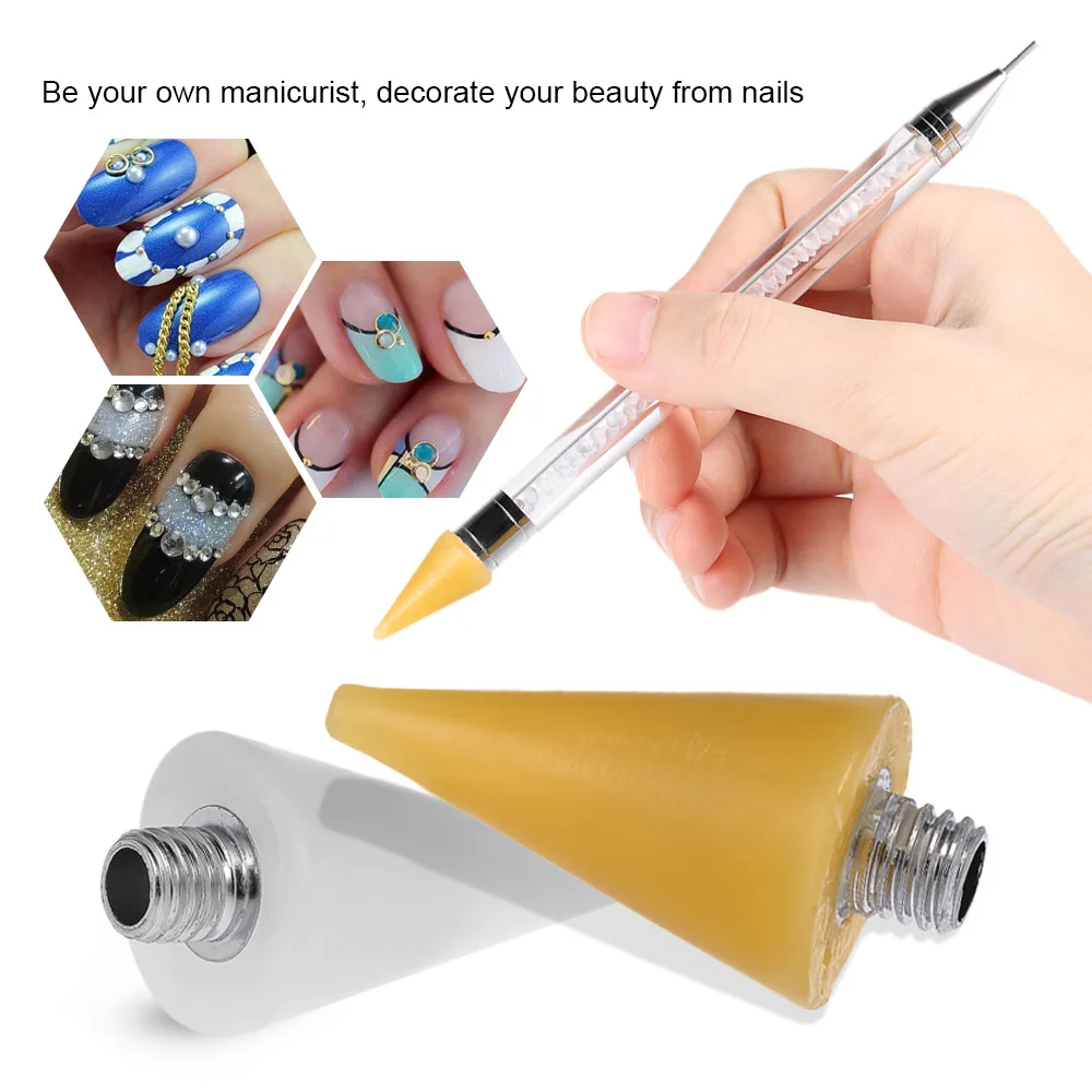 Сменные накладки для ногтей восковая насадка карандаша стразы самоцветы головка