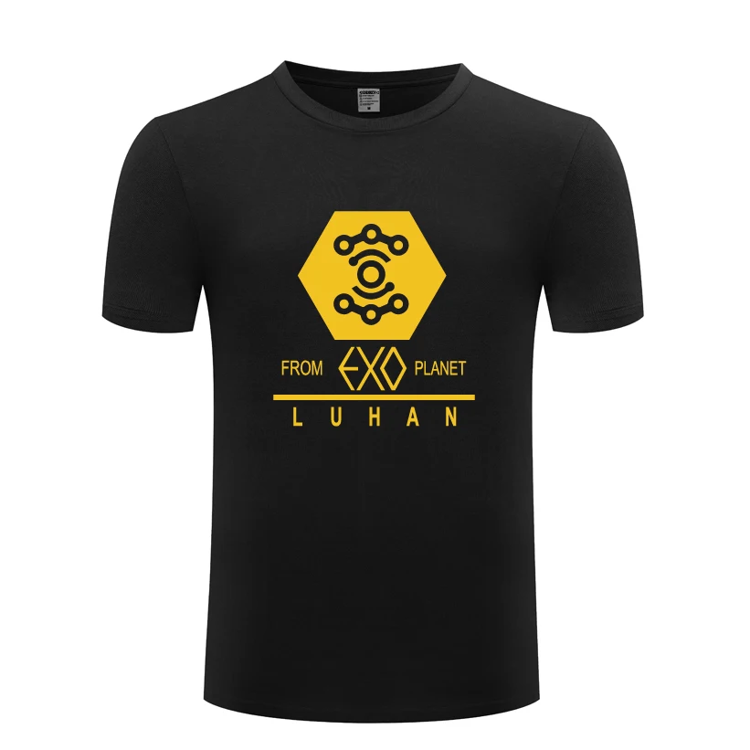 Мужская футболка с круглым вырезом EXO Luhan повседневная хлопковая короткими