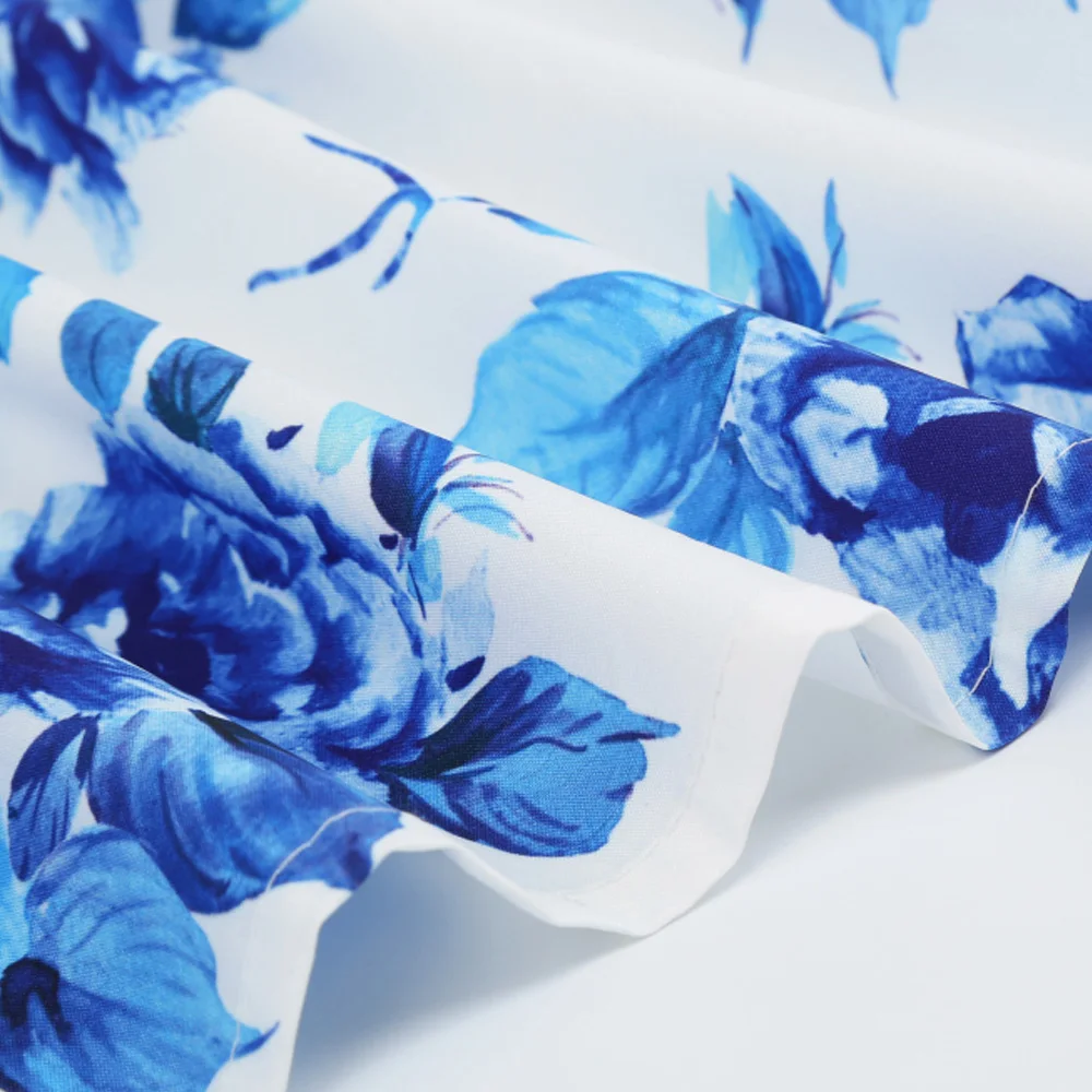 Женское платье с цветочным принтом Joineles синее винтажное круглым вырезом и