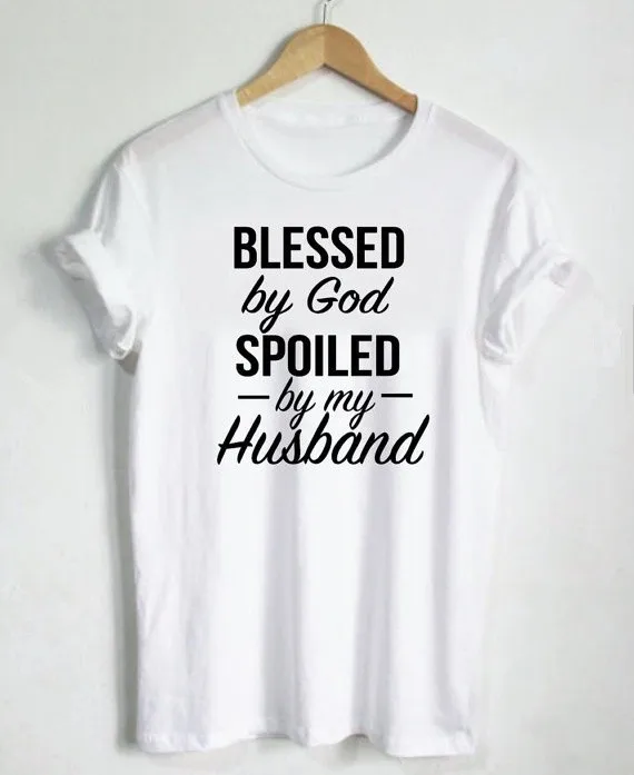 Женская футболка с надписью Jesus God Повседневная Hubby Wifey Blessed By Мой муж 2019|Футболки| |