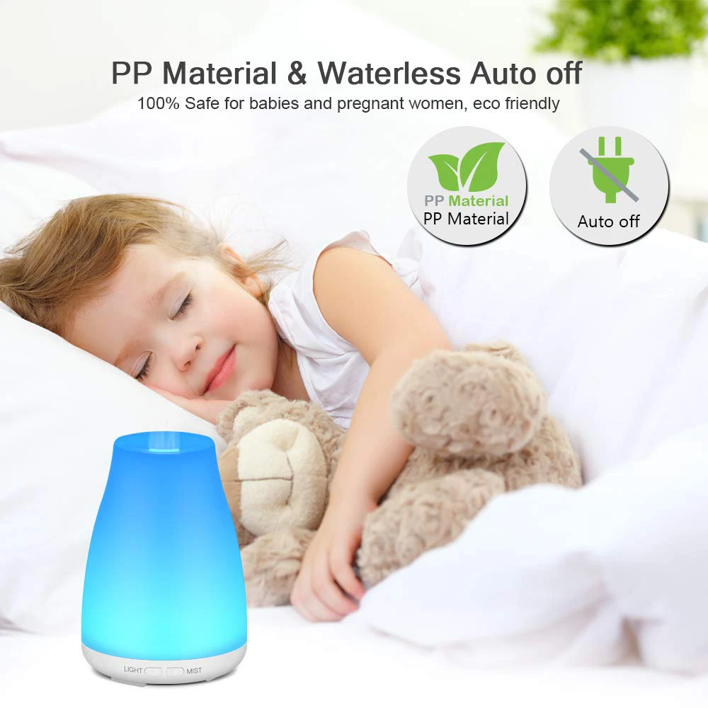 Essential Oil Diffuser Portable Ultrasonic Diffusers Cool Mist Humidifier with 7 Colors LED Lights Waterless Auto Shut-Off 150ml | Бытовая