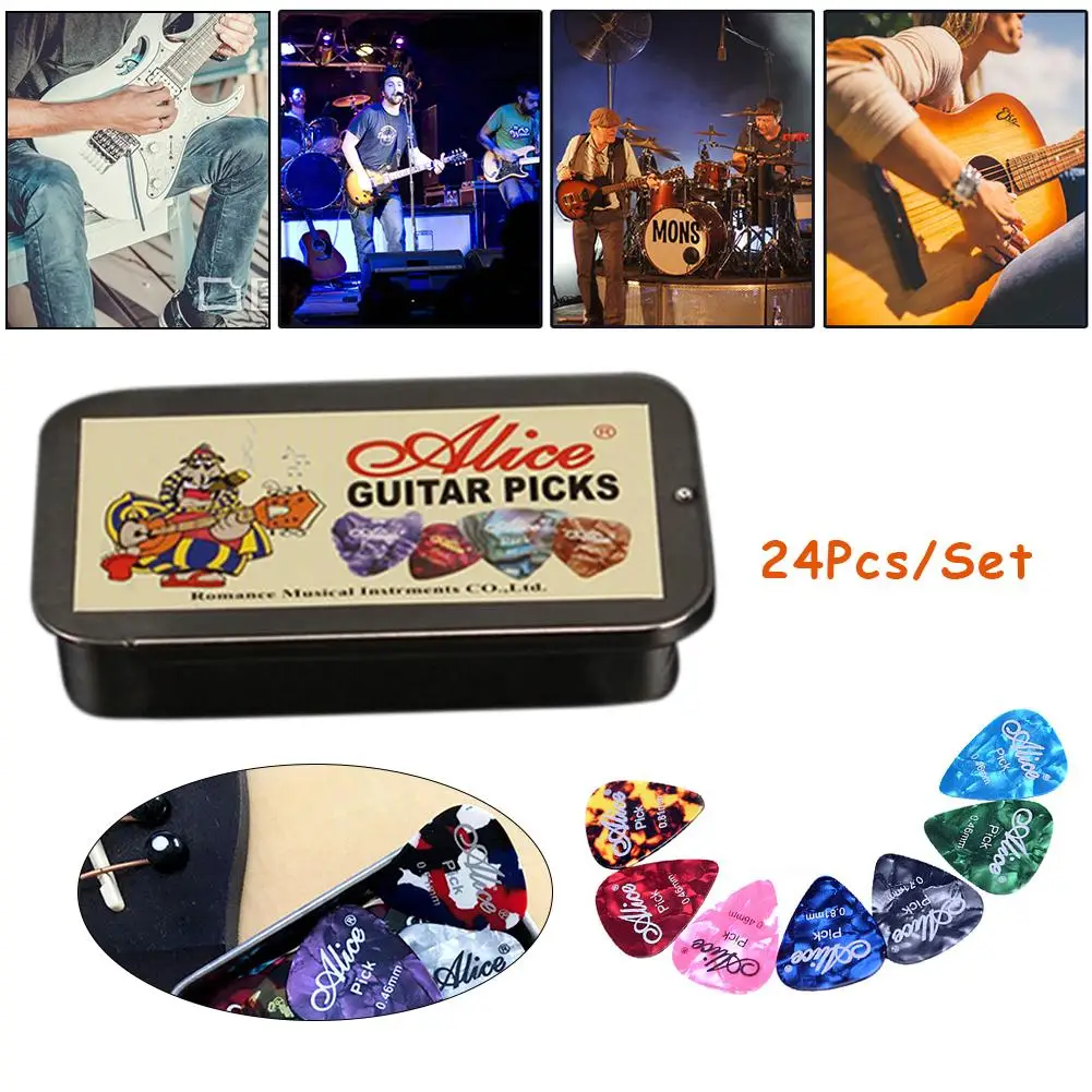 24 шт. гитарные палочки железная коробка части пение рок жесты музыкальные